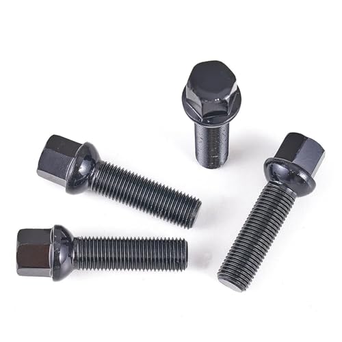 Image of Set of 10 M14X1.5 Ball Seat Lug Bolts with 40mm Shank Length, Black