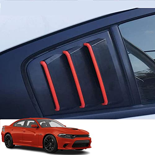 Xinrsheag ABS Material Racing Style Rear Side Window Louvers Air Vent Scoop Shades Cover Blinds Trim Exterior Accessories(black+red edge) 2Pcs/Set for Dodge Charger 2011 2012 2013 2014 2015 2018 2022