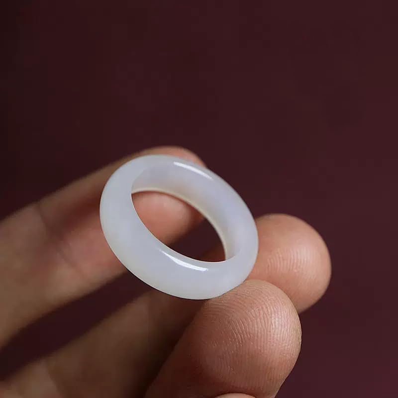 Green Natural Jade Rings Good Luck Jewelry Natural White Jade Ring for Women Men Unisex with Gift Box - Image 6