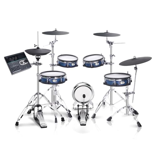 HAMPBACK ACE-970 Electric Drum Set with Double Layers Mesh Heads, Choke Cymbal, Independent Hi-hat Stand, Restore Authentic Drum Sound & Percussive Feel, Bluetooth Sound Module, Suit for Master