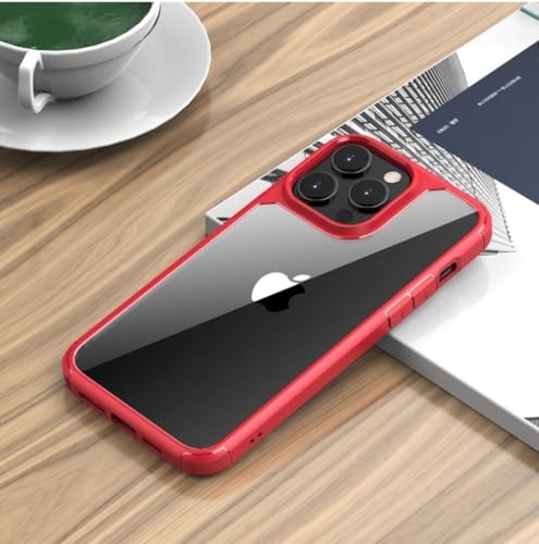 Coque iPhone 14 Pro Max anti-jaunissement fine et transparente rouge