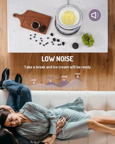 TWOMEOW Ice Cream Maker, Automatic 2 Quart Ice Cream Machine with Timer, Double Insulated Freezer Bowl Homemade Ice Cream, Frozen Yogurt, Gelato, Sorbet Maker for Home, Black - Thumbnail 5