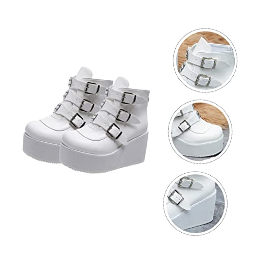 Bottes à talons épais pour usage quotidien - Bottines rétro chic blanc - 3