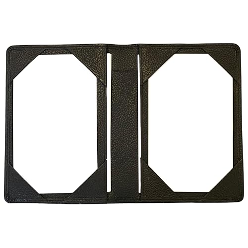 | Black Vienna Leather Bifold Double Jotter with Pen Sleeve | Dual 3x5 Index Card Holder | Passport Slot | Handmade EDC Executive Notepad