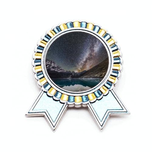Badge Broche Glacier Lake en métal taille M avec motif galaxie et étoiles
