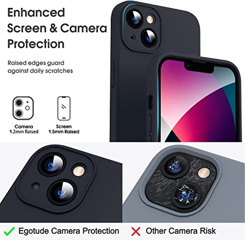EGOTUDE-Silicone-Soft-Case-Camera-Protection-Microfiber-Lining-Back-Cover-for-iPhone-14-Black