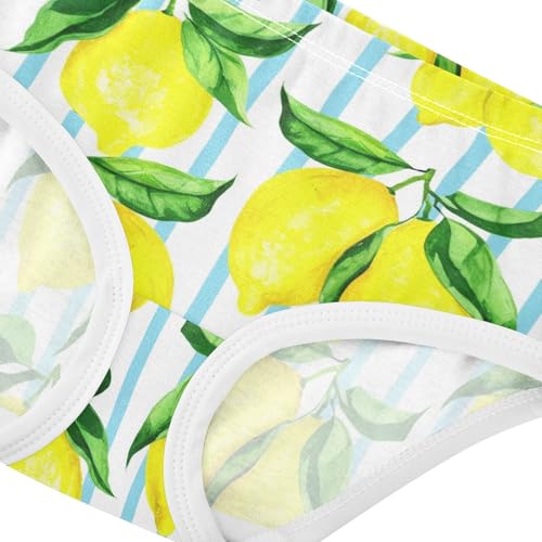 Joisal Cotton Toddler Underwear Floral Bright Yellow Lemons Blue White Panties for Girl Pattern Undies Kids Briefs 2t4