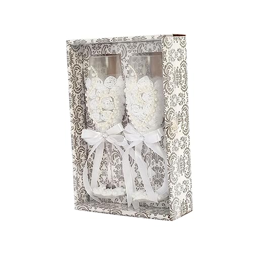 Abaodam Copas Para Novia y Novio Copa De Decoración Floral Cristalería Para Boda