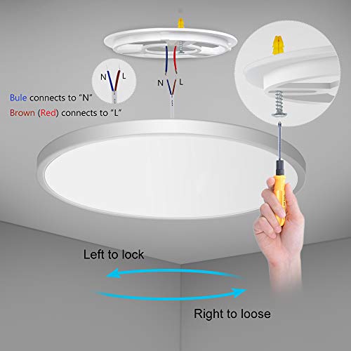 Led Flush Mount Ceiling Light Fixture, 5000K Daylight White 24W(240W Equivalent) 12 Inch Flat Modern Ceiling Lighting, 3200Lm Ceiling Lamp For Bathroom Porch, Kitchen, Bedroom, Living Room, Hallway #TOP3