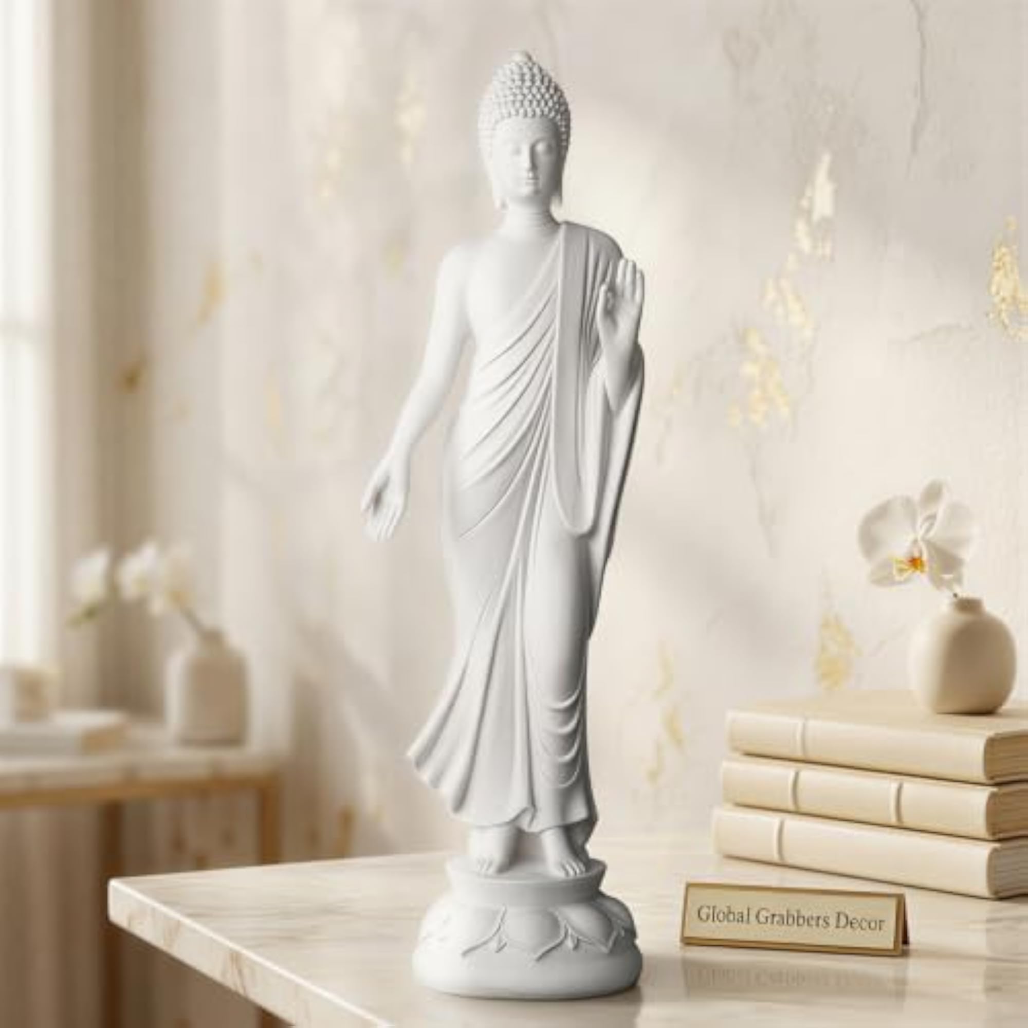 Buddha Idol Statue for Home Decoration, White