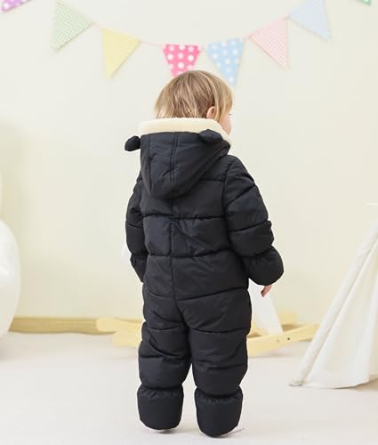 Bfustyle Black Baby Snowsuit Cute Infant Boy Puffer Outfit Warm Winter Clothes 6-12 Month Toddler Girl Jacket Romper 1St Snow Suits 6 Months thumb #5