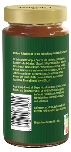 Escoffier - Waldpilzfond , Würzige Grundlage für Pilzsaucen , Ohne Geschmacksverstärker, Farbstoffe oder Palmfett , Gluten und laktosefrei , 1 x 400 ml