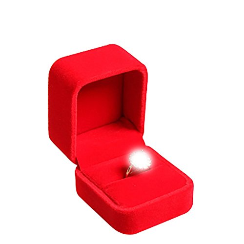 Preisvergleich Produktbild BIGBOBA Schmuckschatulle, zur Präsentation von Ringen, für Verlobung, Hochzeit, Festival, Geburtstag, 5,2 x 6,1 x 4,6 cm, Rot