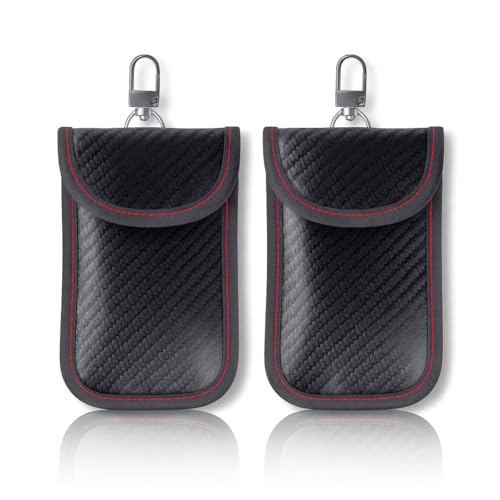Pouch for Car Keys,Key Signal Blocking Pouch for Keyless Entry, Anti-Theft Car Key Case with Double Layer Protection, Key Fob Blocker Bag Prevents Relay Attacks (Red, Secure Inner Pocket)