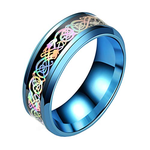 Image of HIJONES Unisex Carbide Fiber Celtic Dragon Spinner Ring Stainless Steel Wedding Spins Band