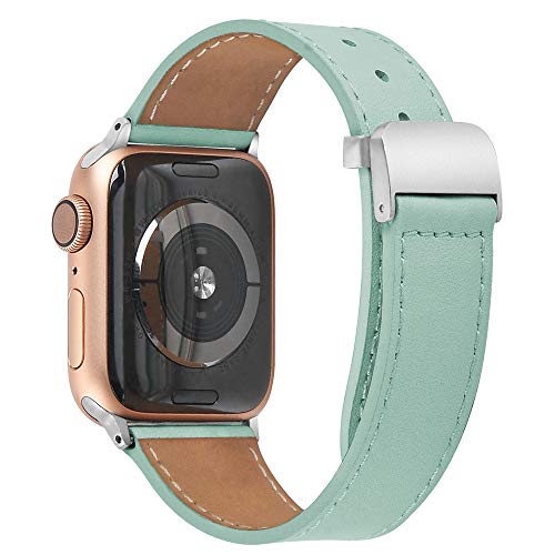 PUGO TOP Bracelet de Rechange en Cuir pour Apple Watch Series 4 40 mm 44 mm Série 3 2 1 38 mm 42 mm Bracelet de Sport pour Iwatch Nike+, Edition, Boucle en Acier Inoxydable