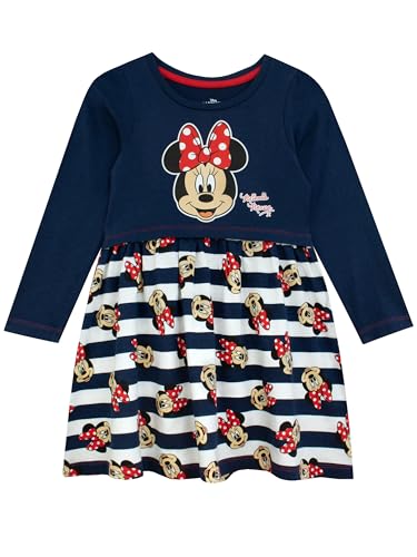 Disney Minnie Mouse Dress | Minnie Mouse Clothes | Long Sleeve Dress for Girls | Ages 18 Months to 8 Years