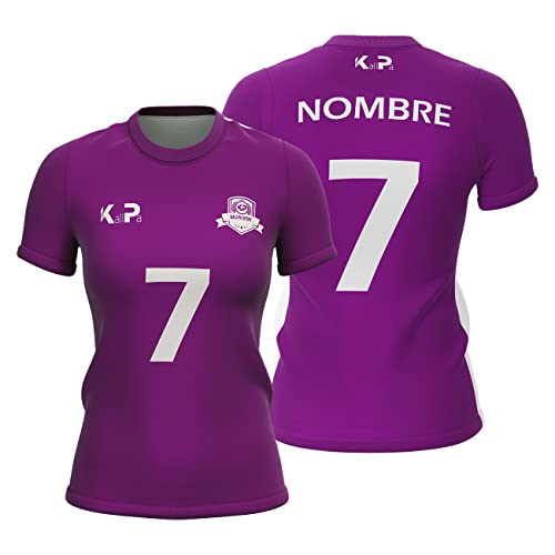 Equipación Deportiva de Voleibol Personalizada. Unisex niños y Adultos. Solo Camiseta. Personaliza con tu Nombre, Escudo y número (Morado)