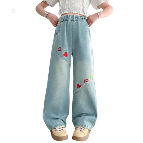 Pantalon jean fille à jambe large idéal pour les journées d'école en été