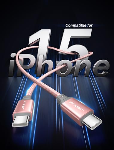 Image of JSAUX 100W USB C to USB C Cable [2-Pack 6.6FT], PD Fast Charging, Pink | 100 Watt Fast Charger, Braided Type-C Cords for iPhone Air /17e /17 /16 /15 Series, Galaxy S /Note Series, MacBook and iPad