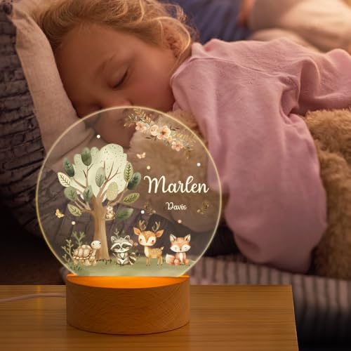 Lámpara de Mesa Noche Acrílica Personalizable Wood Base miniatura 5