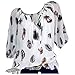 Produktbild T- Damen Bluse Langarm V-Ausschnitt Bluse Feder Drucken Casual Oberteile Blusen Shirts Shirts Blusen Tops Sweatshirt Langarmshirts Casual Shirt Summer Loose Leisure Tops (Weiß, 2XL)