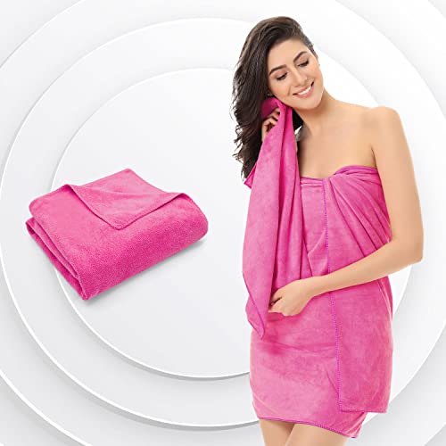 Image of Sassoon Venir Microfiber 1 Piece Women Bath Towel 450 GSM (60x120cm, Coral Pink Color) Ultra Soft Material, Towel for Daily use