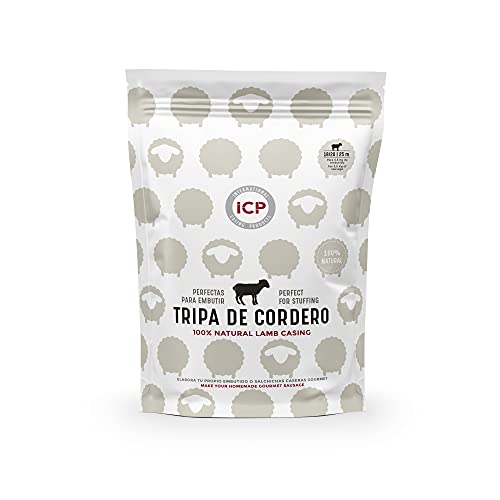 Tripa Natural de Cordero para Embutidos Caseros 25 m - Calibre 18/20 - Estuche con Cierre Hermético - Ideal para Salchichas Blanca y Roja - ICP