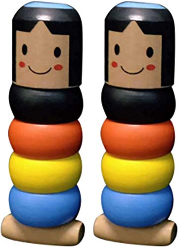 Juguete mágico de madera irrompible, 2 piezas de marioneta de madera Daruma juguete de madera divertido hombre marioneta inmortal Daruma Wooden Man Magic Toy juguete mágico para niños y adultos