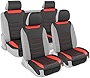 Motor Trend LuxeFit Red Faux Leather Car Seat Covers Full Set – Premium Two-Tone Front & Back Seat Covers for Cars Trucks SUV, Fits 95% of Vehicles, Easy to Install with Built-in Storage Pockets