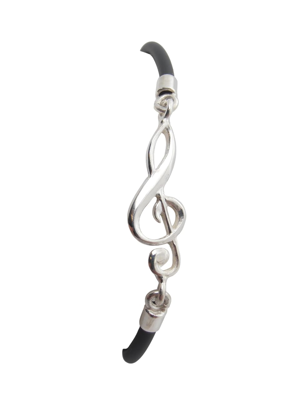 Chiave di Violino : Braccialetto in Argento 925 e Caucciù - Bracciale con Chiave di Sol - Musica - Musicista