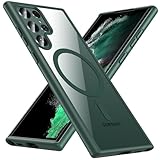 Hensinple for Samsung Galaxy S22 Ultra Case Magnetic, Galaxy S22 Ultra Phone Case [Compatible with Magsafe] Wireless Charging Translucent Back Shockproof Cover Case 6.8 Inch, Green