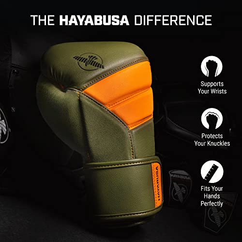 Image of Hayabusa T3 Boxing Gloves - Sparring - Green /Orange, 14oz | Sparring Gloves, Muay Thai Gloves, Kickboxing Gloves, Heavy Bag Gloves, Boxing Gloves for Men and Women, Boxing Gloves