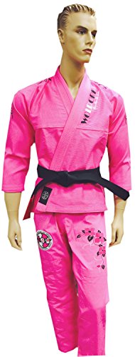 Woldorf USA BJJ Jiu Jitsu Kimono Pearl Weave Gi for Women,Competition, Pink Martial Arts, Fighting Uniform, Training Uniforms, Pre-Shrunk, Ultra Light Weight Uniforms (F5)