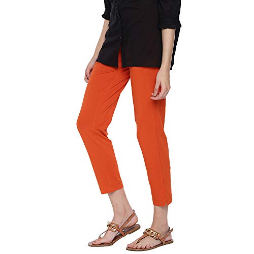 Image of GO COLORS Cotton Stretch Kurti Pants Full Length for Women | Breathable, Mid Rise, Tall