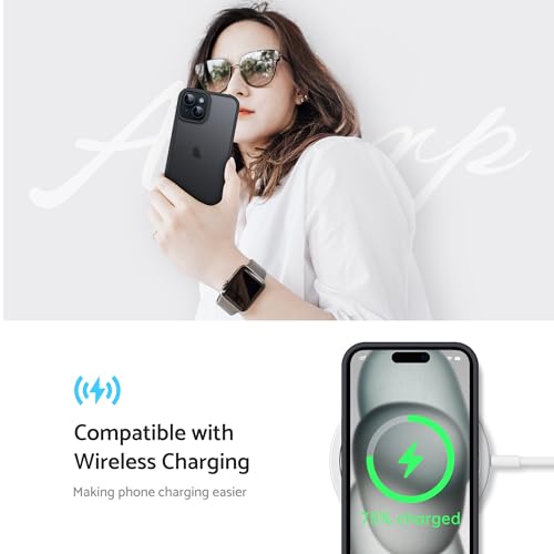 Coque silicone mate translucide noire Anqrp compatible iPhone 15 Plus - 9