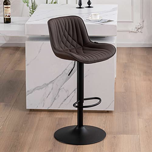 YOUTASTE Modern Brown Bar Stool Set of 1 Adjustable Barstool Luxury Upholstered Single Bar Chair Faux Leather Counter Height Bar Stools Swivel Barstools with Back for Home Kitchen Island by YOUTASTE - Used condition - CA$73.52