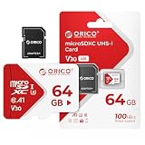 ORICO 64GB SDXC TF Card - UHS-I U3 Class 10 V30 A1 Memory Card with SD Adapter for 4K Video Recording, Drones, Action Cameras & Mobile Devices
