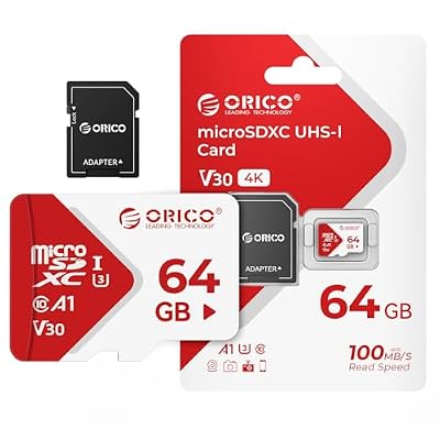 ORICO 64GB SDXC TF Card - UHS-I U3 Class 10 V30 A1 Memory Card with SD Adapter for 4K Video Recording, Drones, Action Cameras & Mobile Devices