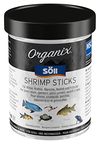 Söll 81918 Organix Shrimp Sticks - Hauptfuttersticks für Zierfische / reich an Proteinen und Aminosäuren für nährstoffreiche Ernährung in Süß- und Meerwasseraquarium