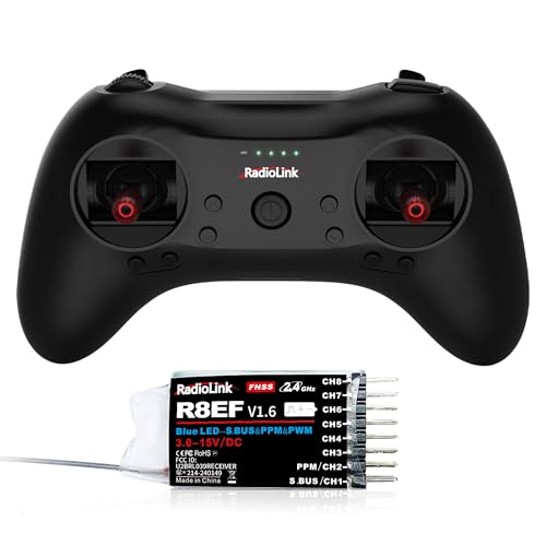 Radiolink T8S 8 Channels 2.4GHz RC Transmitter and Receiver R8EF RX, Remote and Controller Built-in Rechargeable Battery for Quad/Airplane/Car/Boat and More (Mode 2 Left Hand)