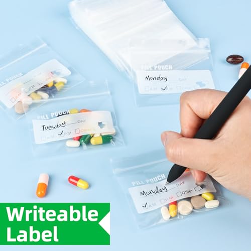 Urekt 120 Pack Thick Reusable Pill Bags