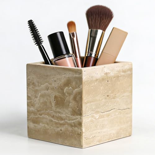Natural Stone Makeup Brush Holder for Vanity, Marble Toothbrush Holder