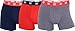 CR7 Cristiano Ronaldo Herren hautenge Boxershorts, Mehrfarbig-1x Grau + 1x Rot + 1x Blau, Gr.- XL