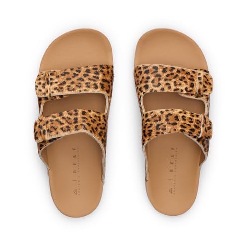 Image of REEF Ojai Two Bar Women's Fashion Slide Sandal, Premium Leather, Soft Cushion Footbed