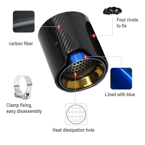 Tubo de escape para coche BMW G22 G23 G26 y colas de fibra de carbono azul con enchufe directo 3