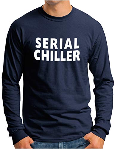 T-shirt manches longues OM3 bleu marine en coton confortable taille L pour homme