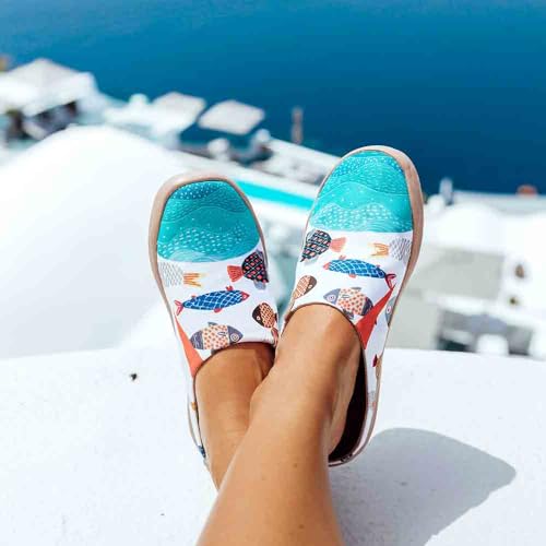 Image of UIN Slipper Woman Travel Art Painted Shoes Wide Toe Casual Home Slip On Mules Malaga
