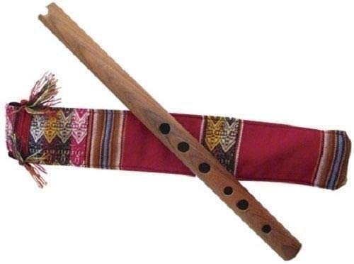 Quena - Flauta de jacarandá andina hecha a mano, aprox. 38 cm y bolsa protectora decorada hecha a mano.