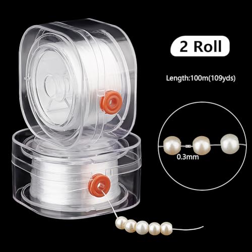 Cuerda elástica para abalorios de 0,3 mm, hilo transparente para fabricación de joyas 3